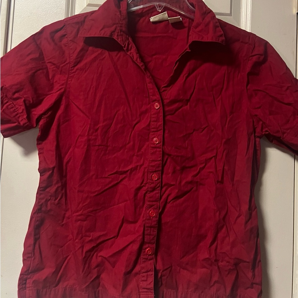 St. John’s Bay ~ Women’s ~ Top ~ Medium ~ Blouse ~ Size 8 - 10 ~ Red ~ Shirt